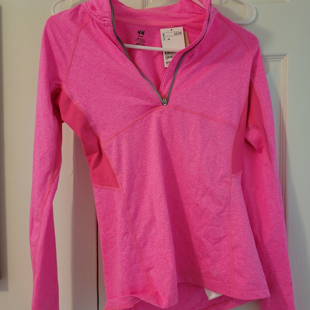 H&M pink quarter zip running jacket